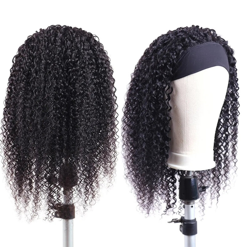 Human Hair Headband Wig Kinky Curly Glueless Full Machine Made Brazilian Remy Human Hair Wigs For Women 150% Density