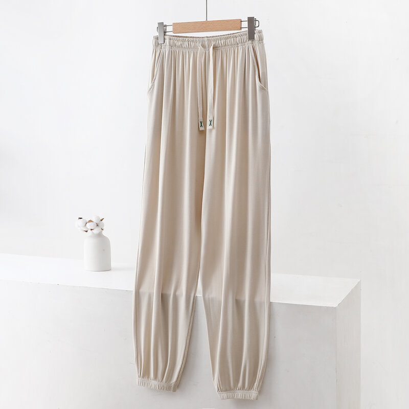 Gorąca sprzedaż modalne spodnie męskie spodnie od piżamy wiosna jesień luźna odzież do spania sznurkiem spodnie domowe 2024 nowa codzienna odzież codzienna męska