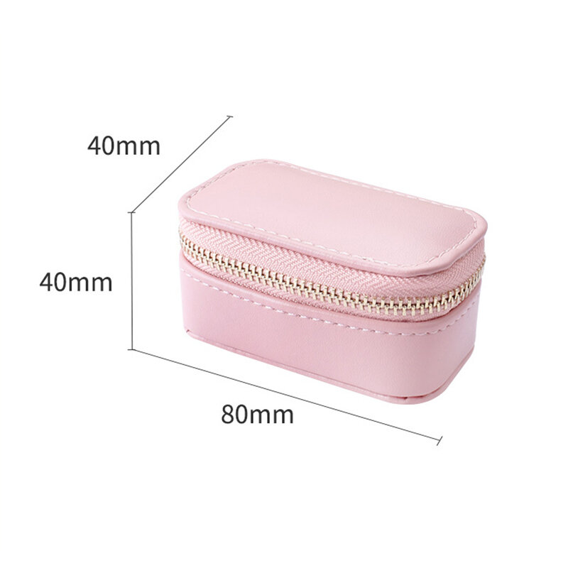 Mini Ring Box Jewelry Storage Case Single Layer Earrings Necklace Organizer Candy Color Zipper Bag Travel Portable