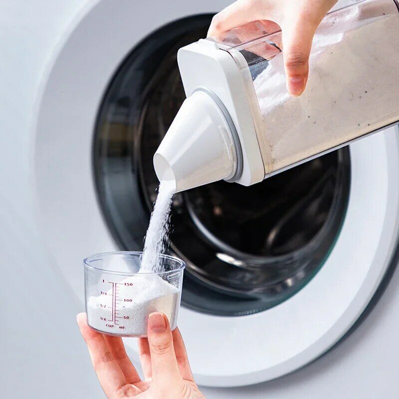 Szczelny pojemnik na proszek do prania przezroczysty pojemnik na proszek do prania z miarka wielofunkcyjnym plastikowym słoikiem na płatki