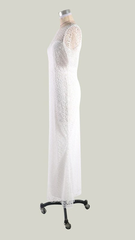 ชุดเจ้าสาวลูกไม้สีขาวสง่างามชุดราตรีเพื่อนเจ้าสาวคอเสื้อสุดเซ็กซี่ชุดเดรสแขนสั้นสง่างาม