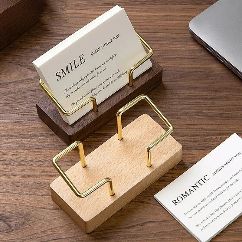 Business Card Holder Organizer Office Desk Display Stand Memo Counter Accessories Tabletop Shelf Home Wooden Card Holder Storage