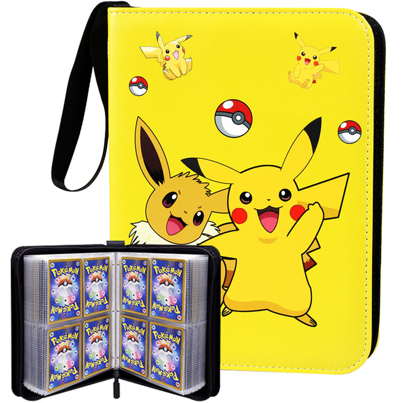 Classeur de cartes Pokémon pour collectionneur, jouet cadeau, dessin animé, mallette de protection, rangement portable,
