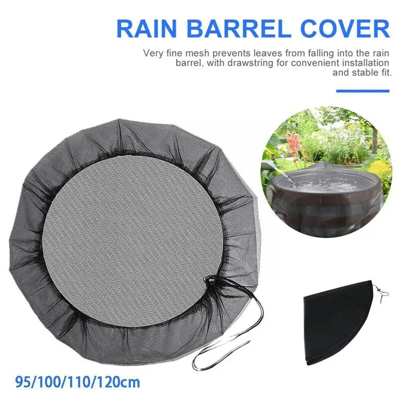 Cubierta de malla negra de poliéster para Barril de lluvia, cable de red, tapa de lluvia, protección antimosquitos, herramienta de barril de agua, B3O6