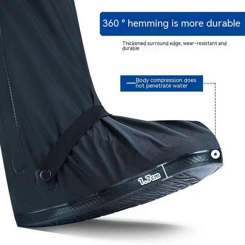 Rain Boot Shoe Cover Black Waterproof with Reflector High Top Clear Shoes Dust Covers for Motorcycle Bike Rain Cover Men Women