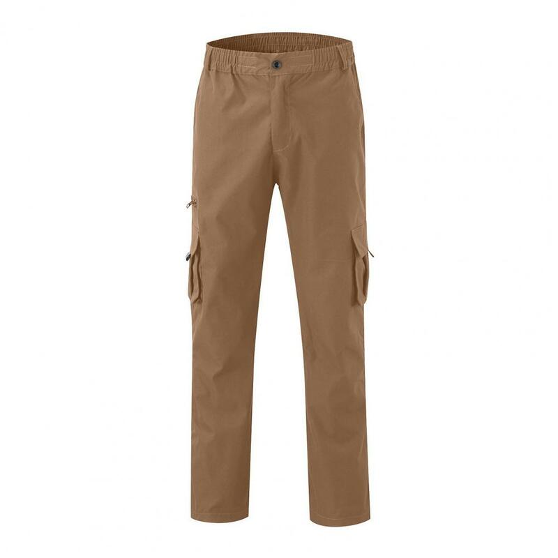 Pantalon à taille élastique pour homme, multi-poches, grande taille, respirant, droit, doux, long, extérieur, Fjj