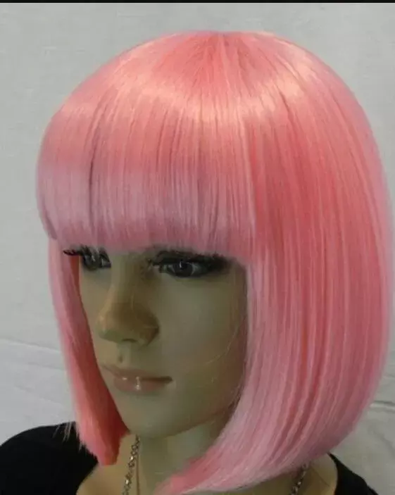 Бесплатная доставка, модный короткий розовый прямой парик для косплея из аниме