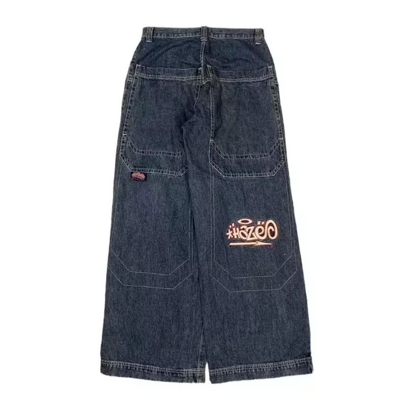 Jeans de cintura alta com estampa em letras para mulher, Harajuku, solto, casual, perna larga, reto, gótico, Y2K, 2023