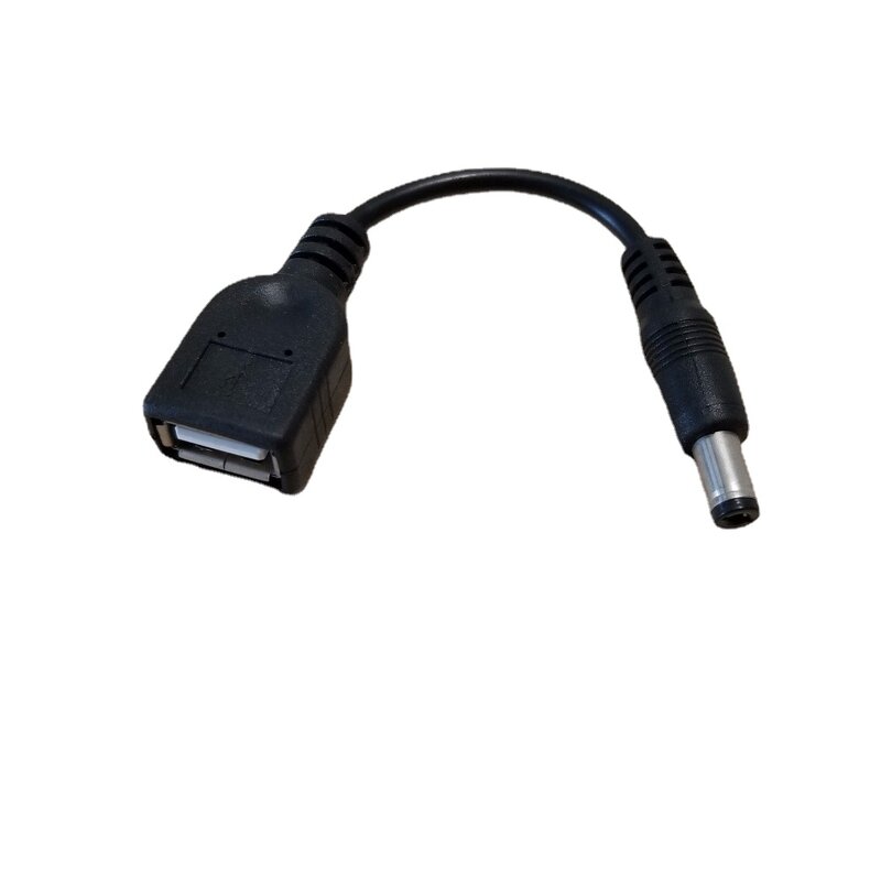 Adaptador de CC de 2,1mm x 5,5mm A USB, convertidor tipo A, Cable de extensión de datos, macho, hembra, negro, 10cm