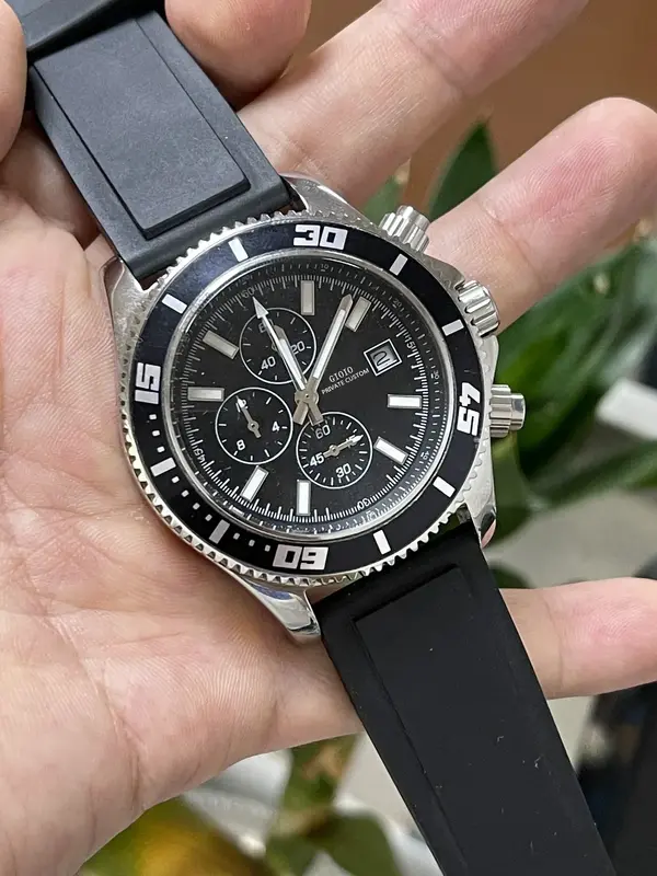 Hochwertige Herren Quarz Chronograph Uhr Edelstahl Stoppuhr schwarz Keramik