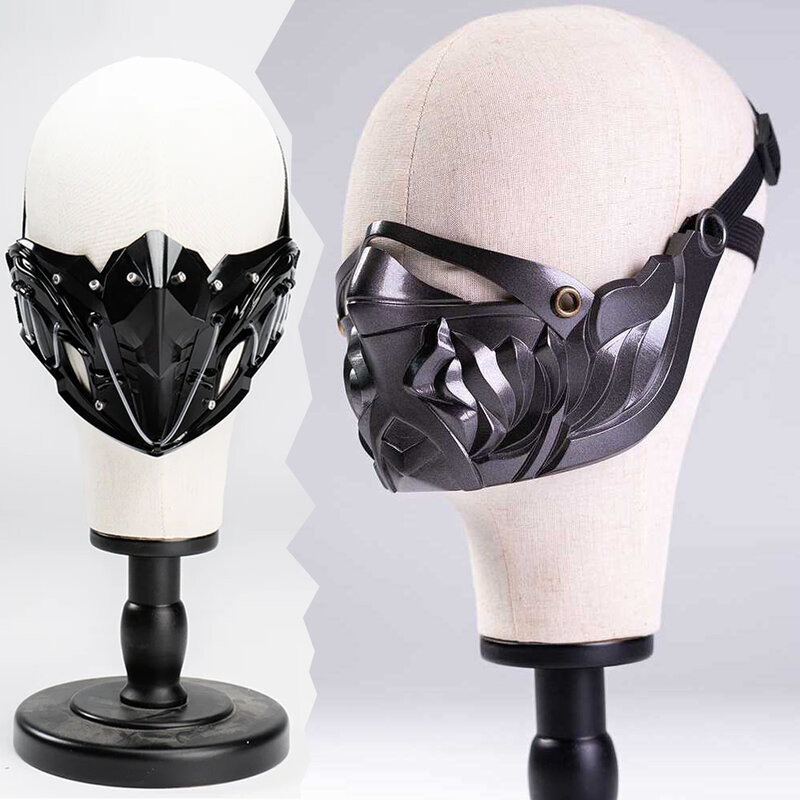 Máscara gótica Rafayel meia-face masculina, cyber amor e deepspace, guerreiro, design original, punk tigre, cosplay de Halloween