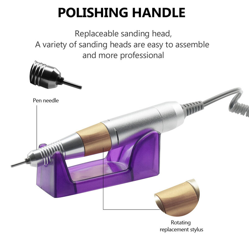 Máquina elétrica de broca de unhas para manicure, pedicure kit, lixa de unhas com cortador, ferramenta, pro, 35000RPM