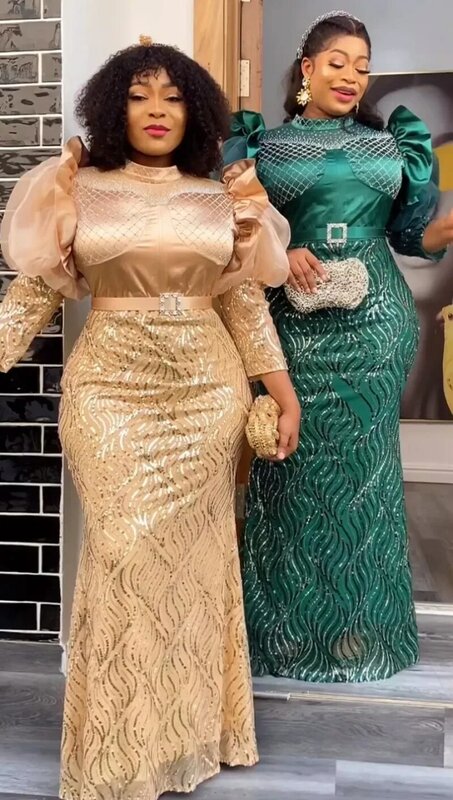 Eleganti abiti lunghi da festa di nozze per le donne 2024 Dubai turchia abito da sera con paillettes di lusso africano Dashiki Ankara Outfits Robe