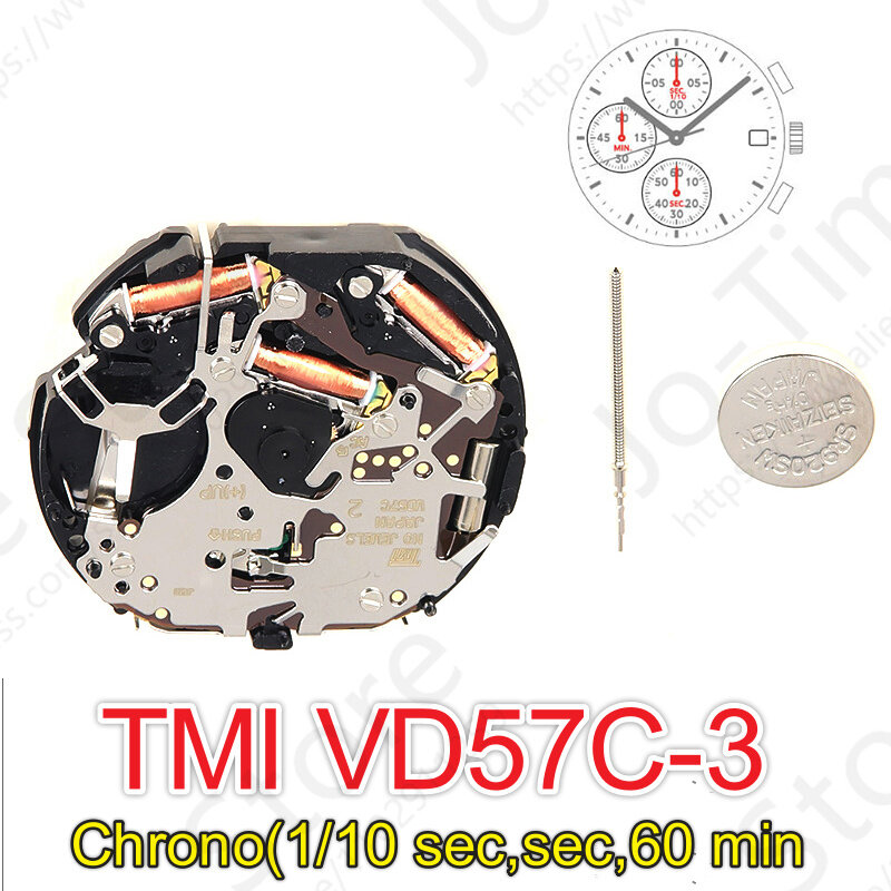 Movimiento de cuarzo VD57 VD57C, 6 manos, 6/9/12 segundos pequeños, accesorio de reloj Original japonés, nuevo