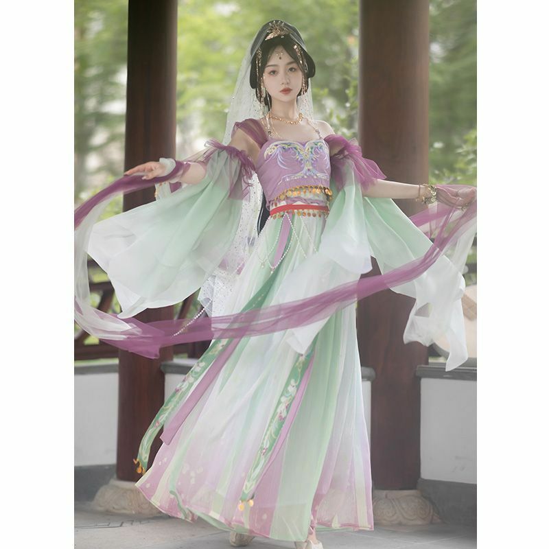 Purple Hanfu traditional Chinese style embroidered women's robes full set of high quality daily activities fairy dresses