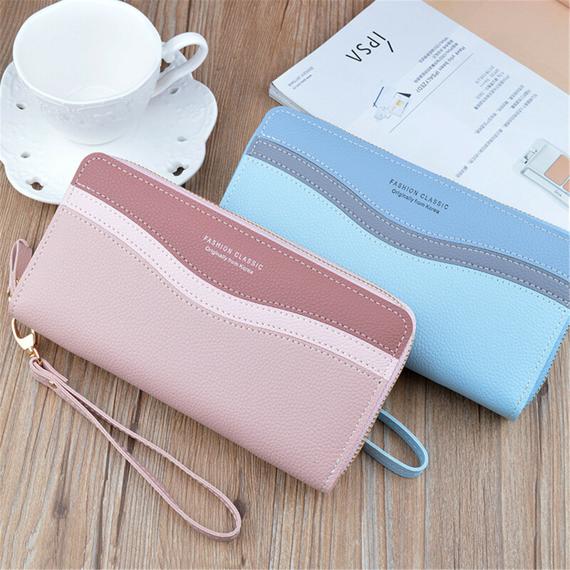 2023 New Women's Wallet Long Contrast Panel Zipper Tassel Large Capacity Wallet Mobile Case Accessories Fashion Valentine's Gift