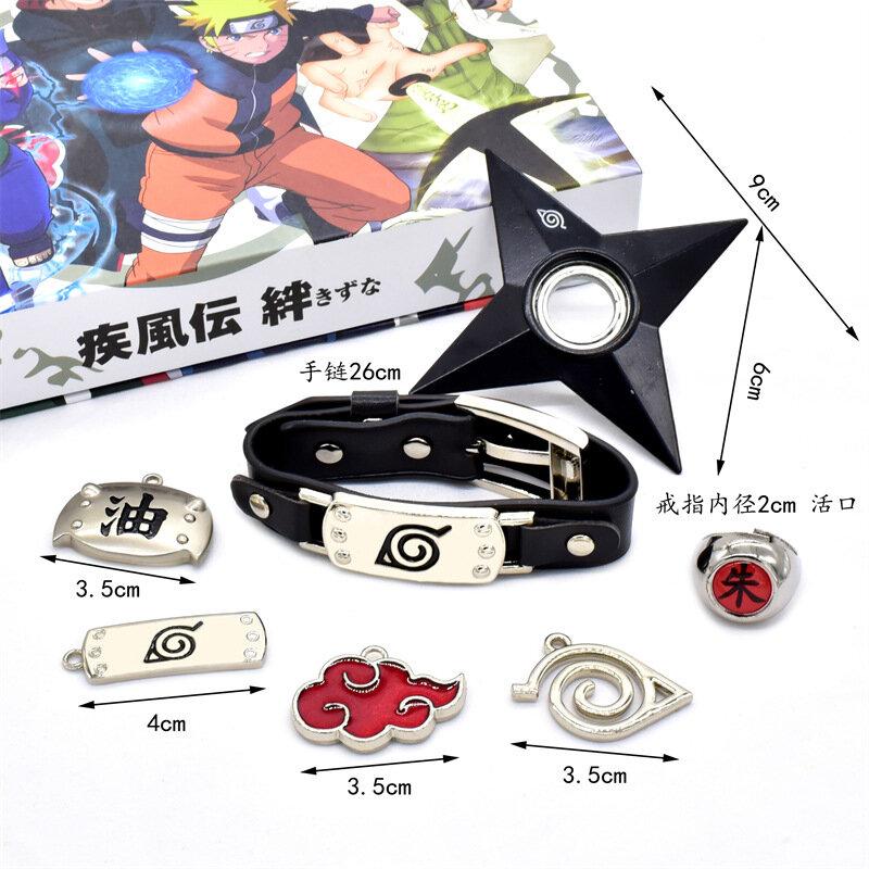 Modelo de arma de Anime japonés Kuani Asuma Shuriken Samurai Katana Ninja Sword, llavero de acero Real, anillo, pulsera, juguete de regalo para niños