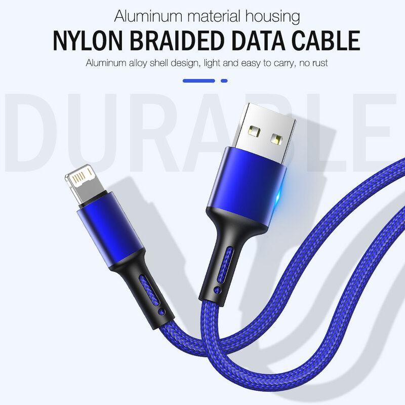 Cable cargador USB de carga rápida para iPhone, Cable de datos largo de 2m y 3m para teléfono móvil iPhone 14, 13, 12, 11, Xs Max, Xr, X, 8, 7, 6 Plus, 5 SE, iPad Origin