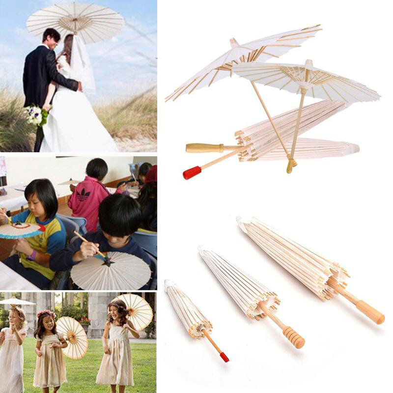 Guarda-chuva De Casamento Branco, Cosplay Photo Prop, Decoração De Festa De Papel, Artesanato DIY Nupcial