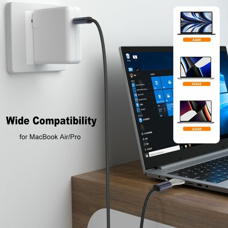 Konverter Tipe C perempuan ke Magsafe 3, 140W USB-C konektor adaptor magnetik Laptop PD colokan pengisian cepat untuk MacBook Air/Pro