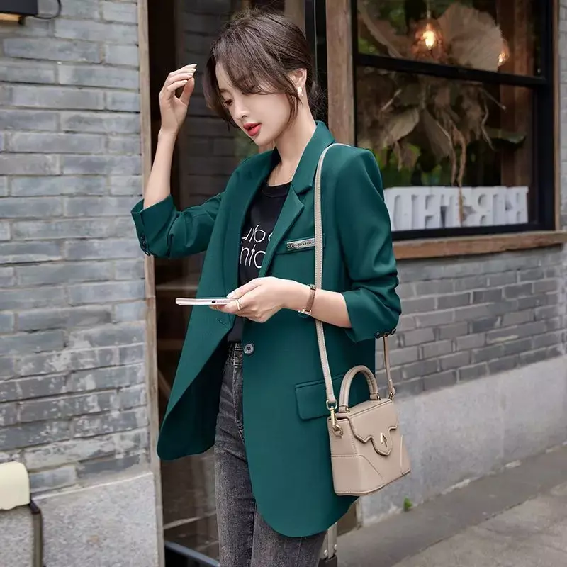 Insozkdg-chaqueta verde de alta gama para mujer, traje informal Retro holgado de gran tamaño, estilo británico, gran oferta, otoño