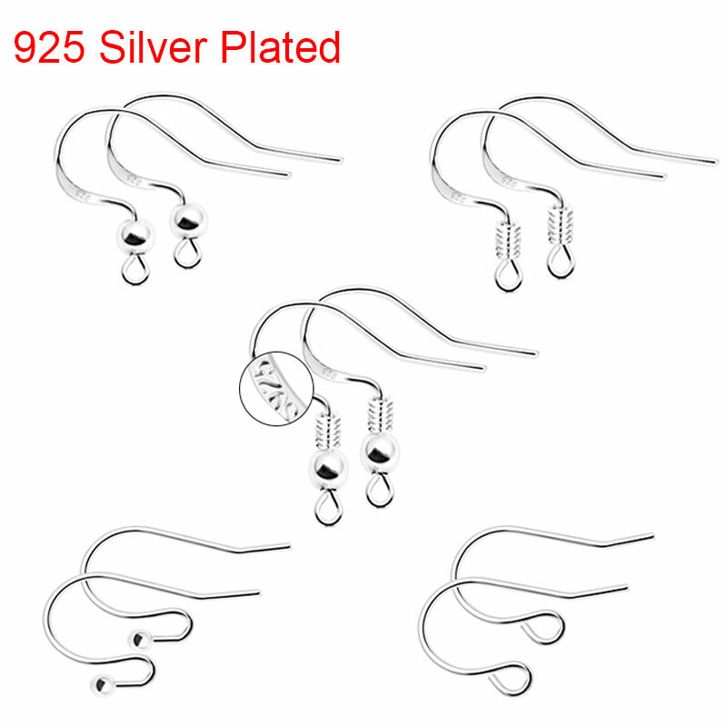 20Pcs 925 Sterling Verzilverd Earring Haken Post Stud Base Met Oorbel Backs 4 5 6 8Mm Cabochon instellingen Voor Sieraden Maken