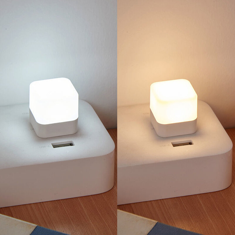 Mini Luz Noturna LED com Plug USB, Carregamento do banco de energia, Luzes do livro, Pequeno Redondo Leitura Eye Proteção Lâmpadas, Equipamento de acampamento, 1Pc