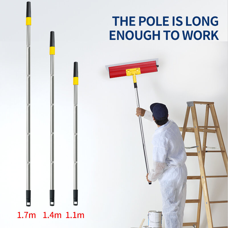 1.1/1.4/1.7M Detachable Paint Roller Extension Pole Desktops Cleaning Brush Rod Retractable Painting Stick Extend Tools