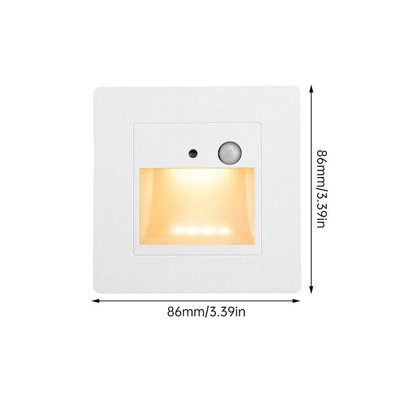 AC180V-240V Infrared Human Body Sensor Lamp 3000K Warm Light 86*86mm Hallway Corner Lamp Photosensitive Delay Lamp