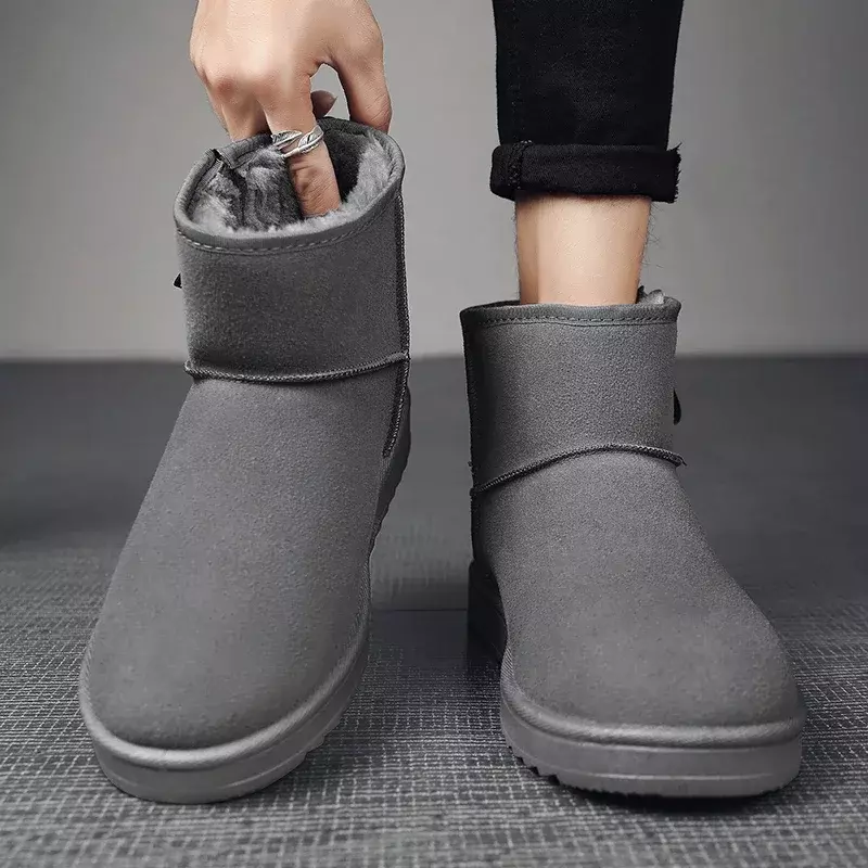 Мужские зимние ботинки, водонепроницаемые Нескользящие высокие сапоги, модная повседневная прогулочная обувь из хлопка, с бархатной подкладкой