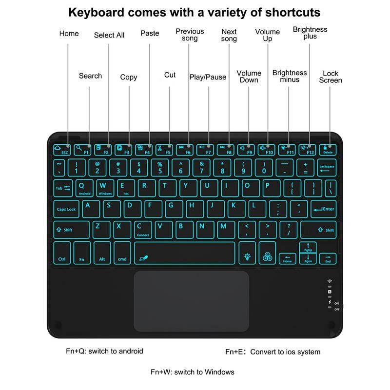 Wireless Tablet-Tastatur Hintergrund beleuchtung Tastatur für zu Hause Wireless-Tastatur mit Touchscreen-Tablet-Computer tastatur für die Heimarbeit