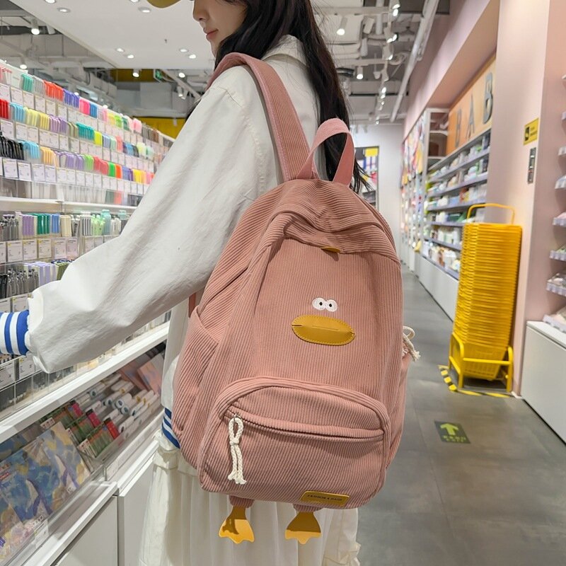 Модная студенческая школьная сумка, новинка 2024, индивидуальный рюкзак в Корейском стиле, дорожная сумка, мультяшный удобный рюкзак, Милая Черная школьная сумка