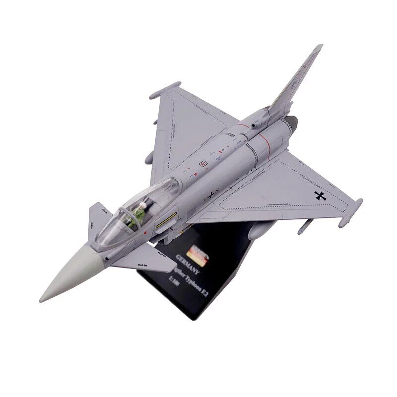 Scala 1/100 EF2000 Eurofighter Typhoon Fighter Plane Metal Fighter modello militare Diecast Plane Toy Model for Collection Gift