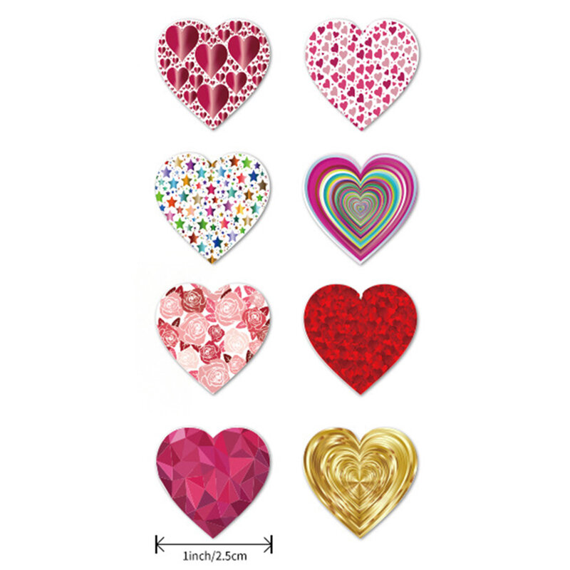 50-500Pcs Red Pink Heart Stickers For Valentines Day Wedding Gift Packing Bag Packaging Labels Love Scrapbooking Diy Stickers