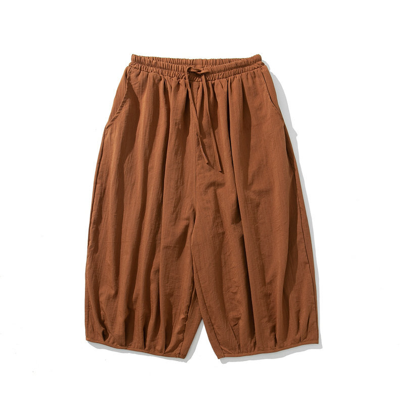 Letnie spodnie męskie z szerokimi nogawkami do łydek w stylu Vintage spodnie męskie z elastyczną talią spodnie dresowe dla joggerów nowy duży rozmiar 5XL