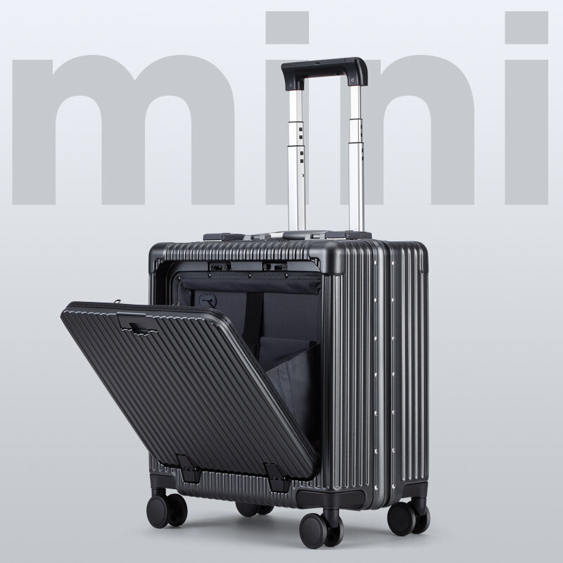 Otwierany z boku mały krótki dystans bagaż, wózek podróżny biznesowy, 18-calowe poziome wejście na pokład sejf na hasło walizka