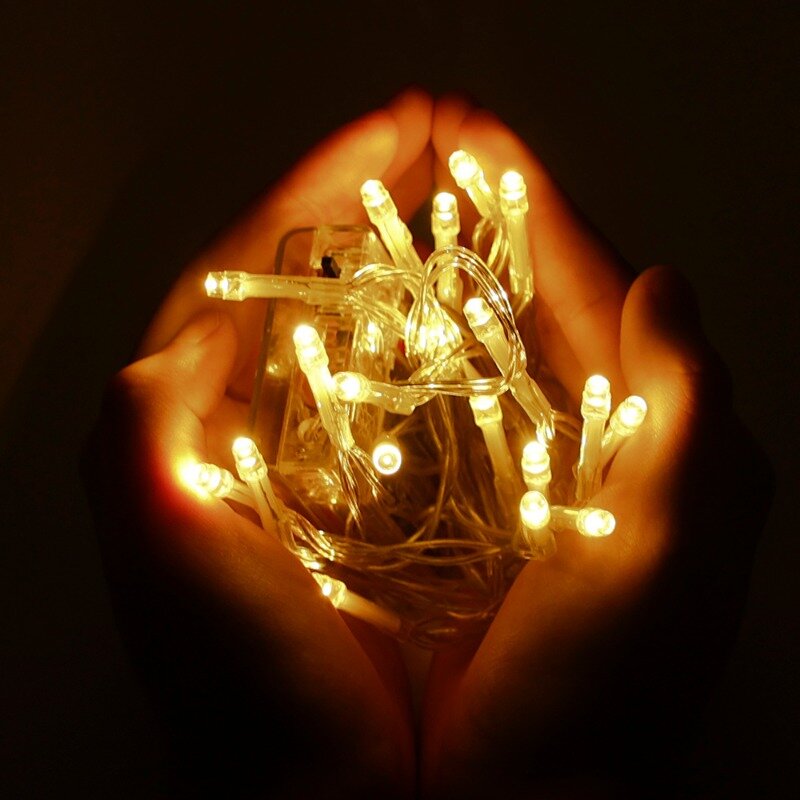 Zasilany z baterii światła girlanda żarówkowa LED z drutu miedzianego girlanda lekka wodoodporna lampki na świąteczne dekoracje weselne
