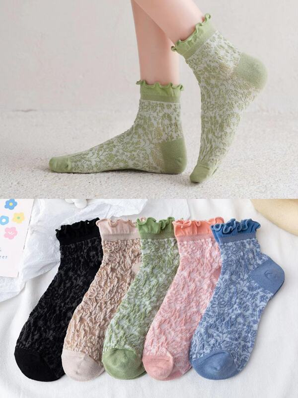Носки-лодочки с плетеными краями в японском стиле, однотонные короткие женские хлопковые носки