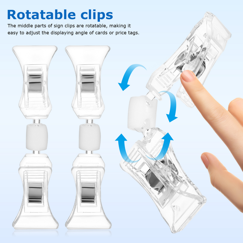 40 Stück doppelseitiger Schilder clip klarer Waren schildclip drehbarer Preis Display Rack Etiketten clips Schilder halter Regal drehbarer Preis