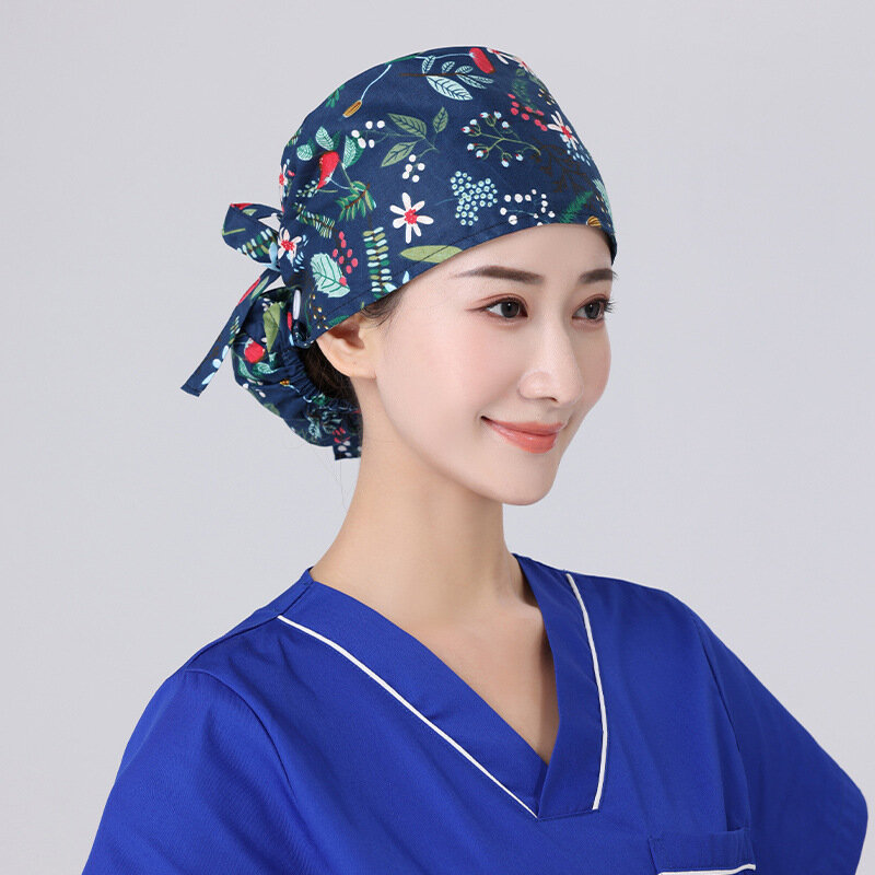 Topi Kerja Ruang Operasi Topi Penutup Rambut Panjang Wanita Topi Koki Masak Ahli Gizi Perawat Headwear Topi Perawat Katun