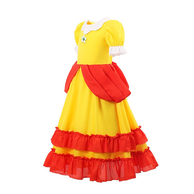 Новинка 2024, платье принцессы с маргаритками для девочек, Детский костюм для косплея из мультфильма, Детская оранжевая летняя стильная модная одежда