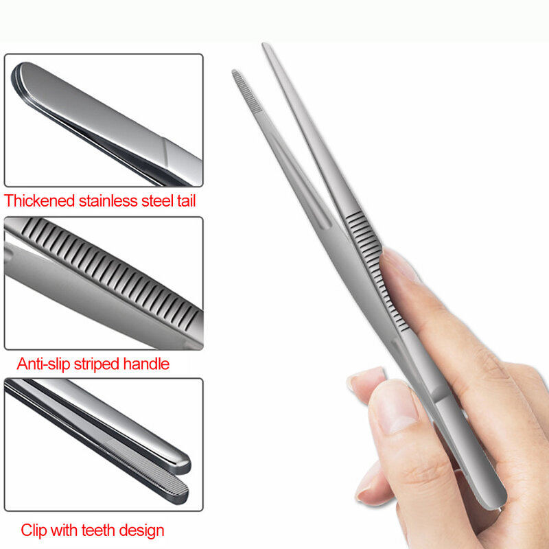 Stainless Steel Tweezers with Curved Pointed Serrated Tip Home Medical Dental  Garden Daily Kitchen Precision Tweezer Tools