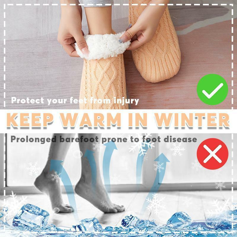Calcetines térmicos de Cachemira para mujer, medias gruesas de terciopelo para el hogar, zapatos de invierno