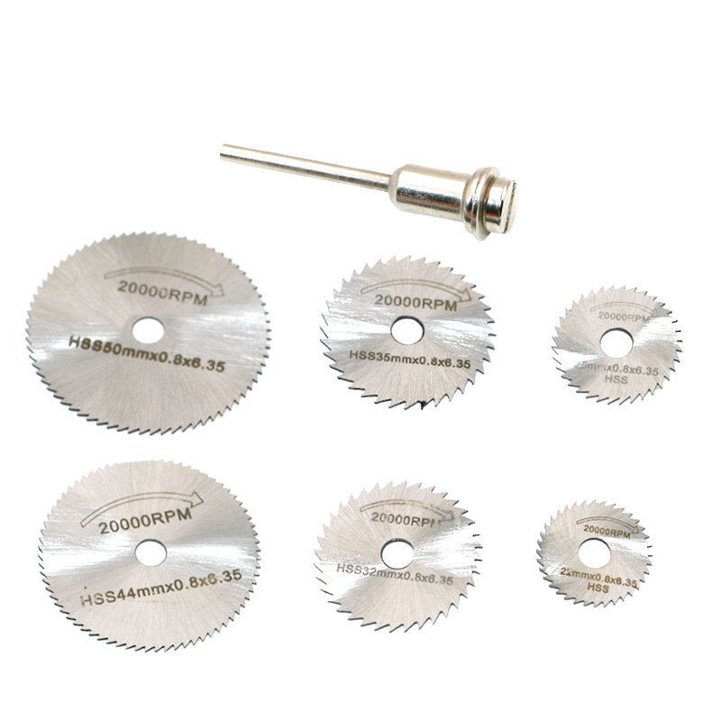 New Portable Rotary Tool Circular Saw Blades Cutting Discs Mandrel For Dremel Cutoff QST7pcs