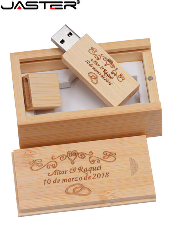 50PCS/LOT Wooden USB 2.0 Flash Drives 128GB Free custom logo Pen Drive 64GB with box Memory Stick Creative Business Gift U disk