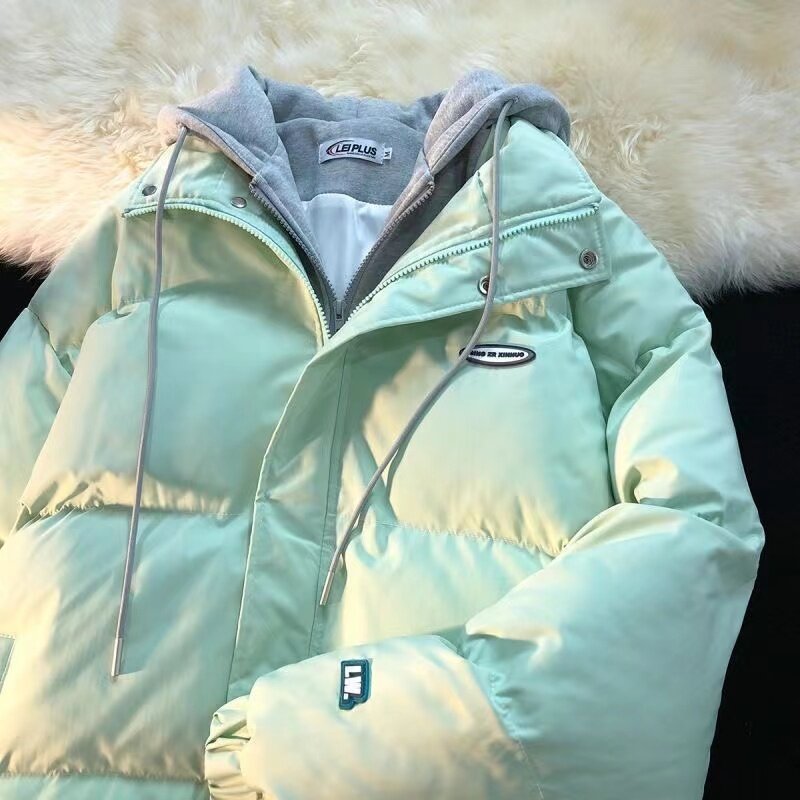 Abrigo de algodón suelto con capucha para mujer, abrigo grueso de dos piezas, estilo japonés, novedad de invierno, 2023
