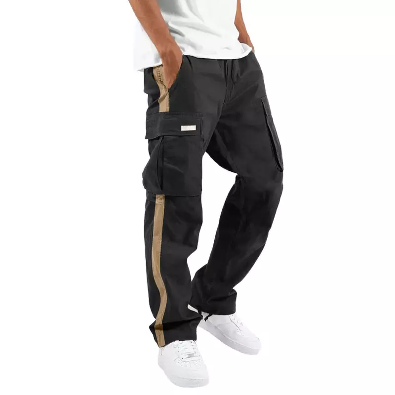 Брюки-карго мужские с карманами, модные повседневные армейские прямые штаны для тренировок в стиле милитари, Повседневная Уличная одежда, мешковатые штаны