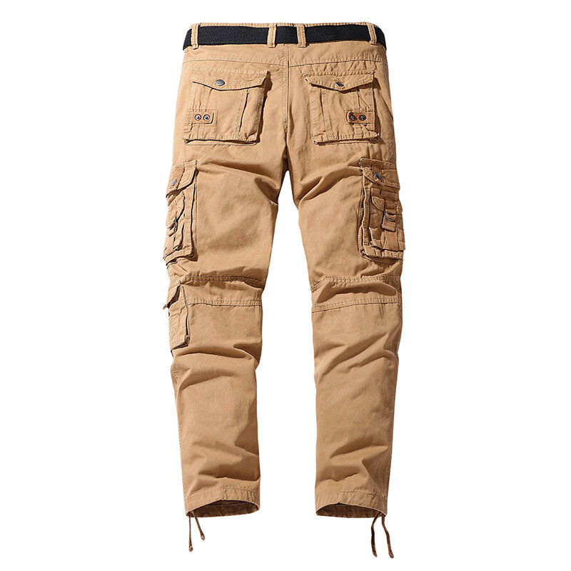Pantalones Cargo con múltiples bolsillos para hombre, pantalones militares de ajuste Regular, pantalones tácticos de gran tamaño para exteriores, pantalones de senderismo con botones