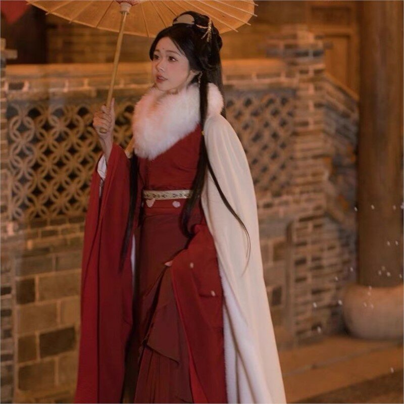 Hanfu rok wanita dewasa, dalaman gaya Korea Selatan dan Utara pinggang atas jubah rusak