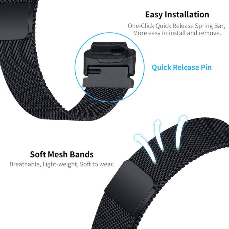 Pulseira de malha magnética para homens e mulheres, pulseira Loop Band, Fitbit Inspire 3